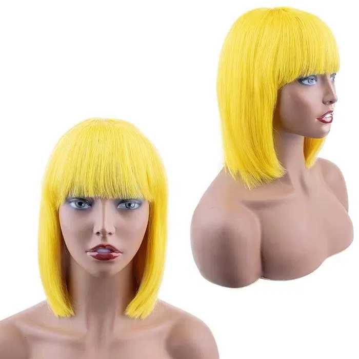 Жълта перука 100% естествен косъм