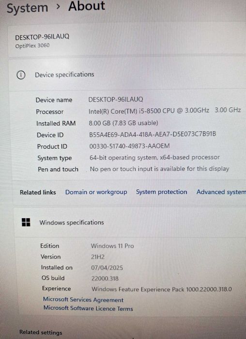 DELL PC OptiPlex 3060 i5 - 8500 Intel Core Pana la 4.10 GHz 8 GB