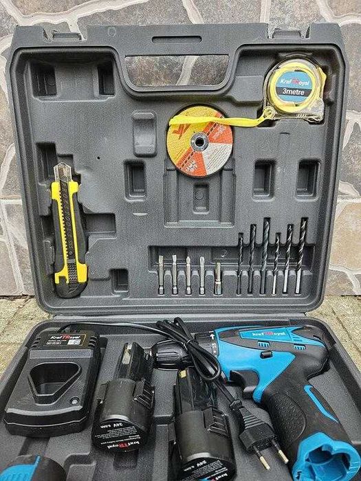 Комплект Акумулаторен Ъглошлайф+Винтоверт Kraft Royal