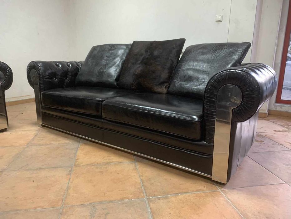 Кожен комплект дивани с фотьойл - внос от Италия