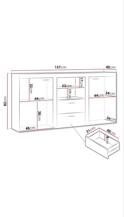 Comodă noua, moderna, alba cu led