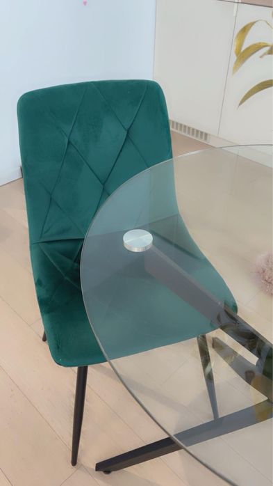 Masa sticla si 2 scaune catifea