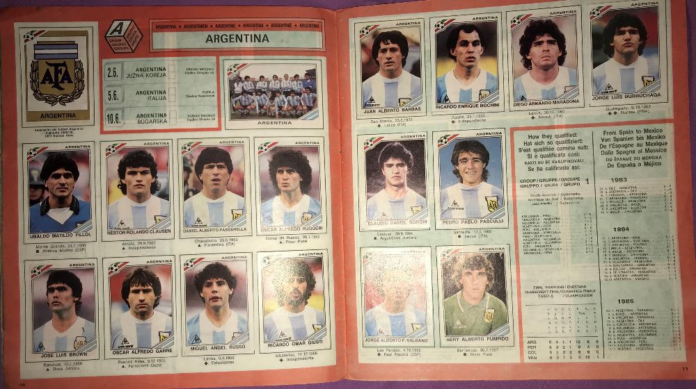 album fotbal complet Mexico 1986