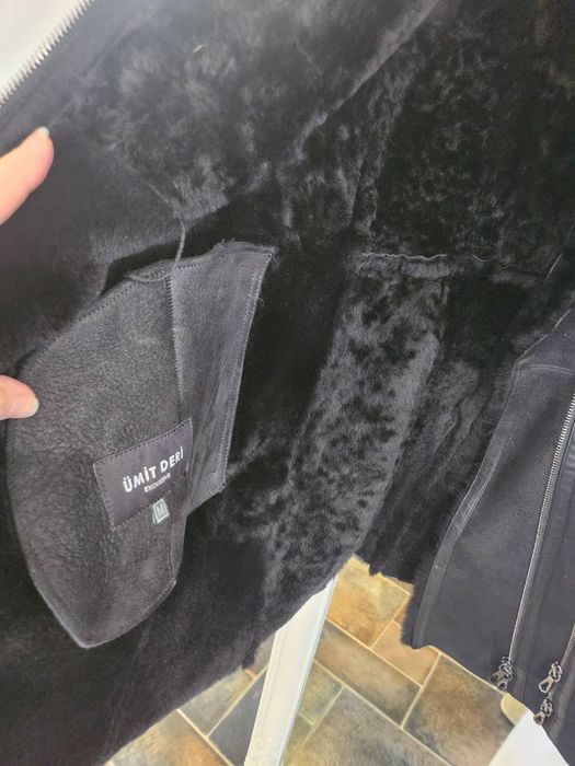 Палто естествена кожа с косъм