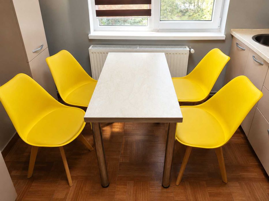 Set 4 scaune dining/bucatarie Kring Havana, lemn/PP, perna sezut, Galben
