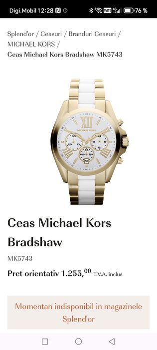 Ceas Michael Kors Bradshaw Quartz 43 mm