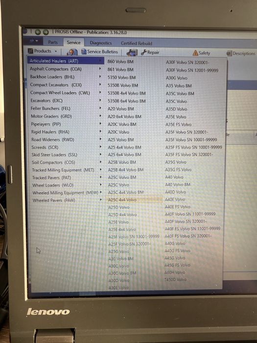 Tester/Diagnoza dedicata Volvo PTT 2.8.202 Romana 2020+Prosis utilaje 2025+impact 2021 instalate in laptop Lenovo L490+Vocom 1