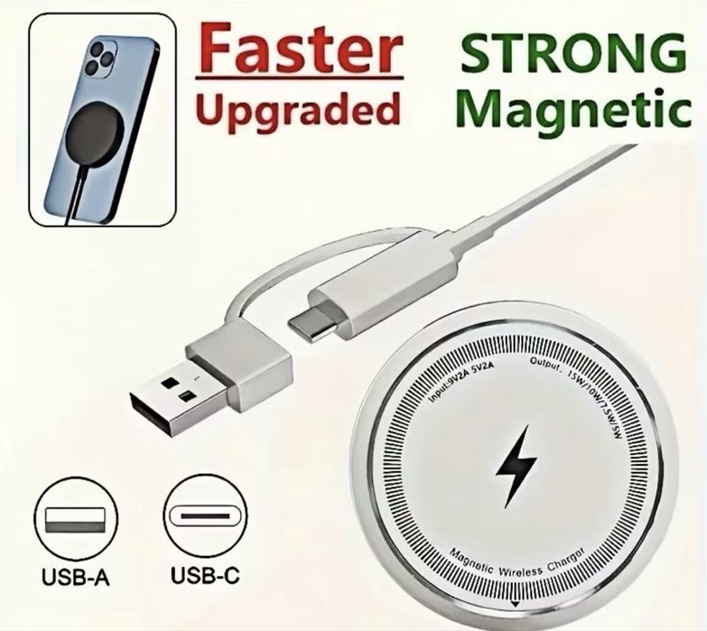Магнитно безжично зарядно Magsafe,безжична станция ,type-C,USB-A