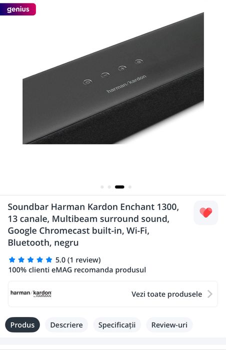 Soundbar si Subwoofer Harman Kardon Enchant 400W IMPECABIL!