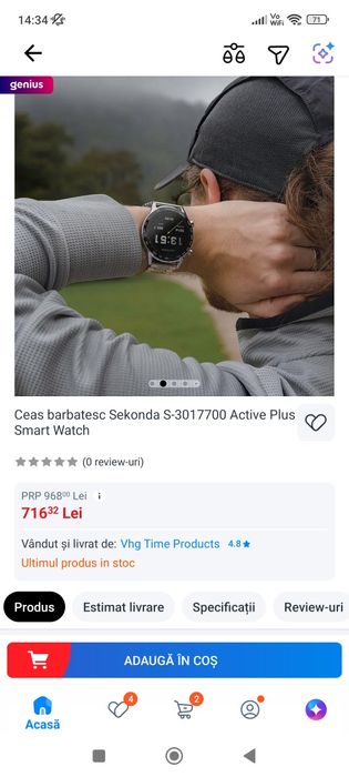 Oferta SIGILAT  Ceas Smartwatch SEKONDA Active Pro si Active Plus Smartwatch  curea neagra sau metalica rezistent la apa gps conectare telefon