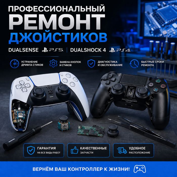 Ремонт джойстиков пс4 пс5 dualsense, dualshock, ps4 ps5