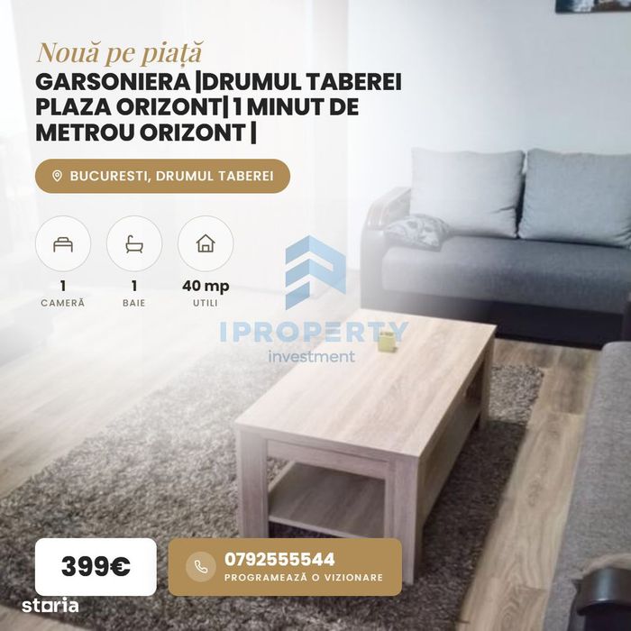 Garsoniera |Drumul Taberei Plaza Orizont| 1 Minut De Metrou Orizont |