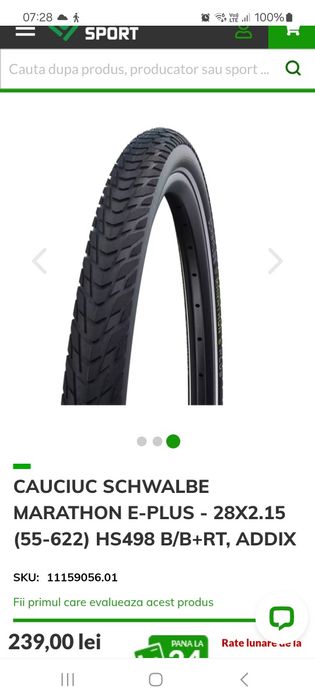 Anvelope - Cauciucuri Schwalbe Marathon  e-plus  antipană cu Reflex