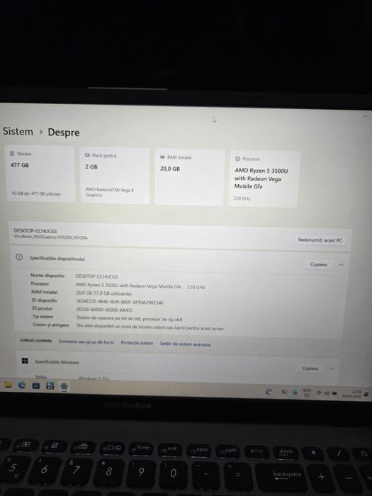 Laptop VivoBook Ryzen 5 ca nou