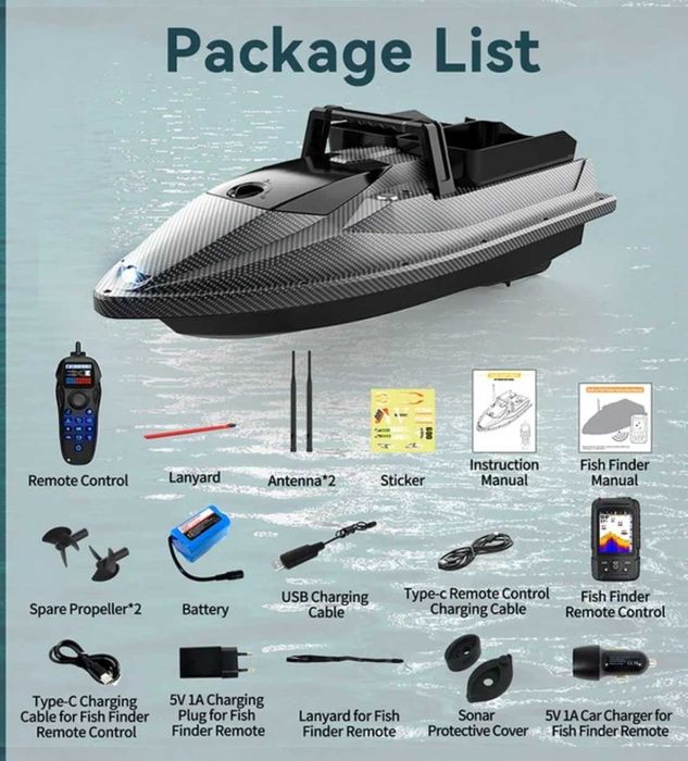 Flytec V600 Pro Smart, Вграден сонар 500м, 4 риболовни водоема, 200 точки