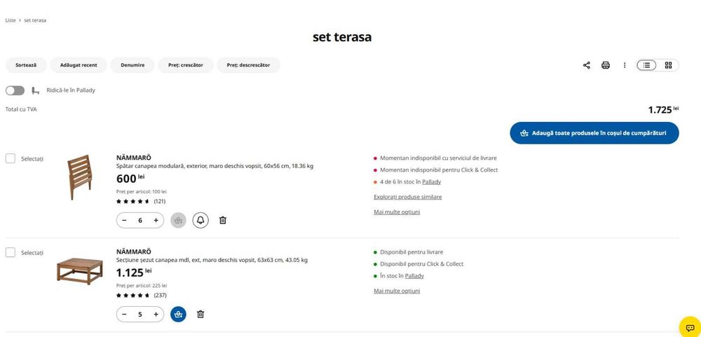 Set mobilier terasa IKEA Nammaro, canapea modulara + masuta