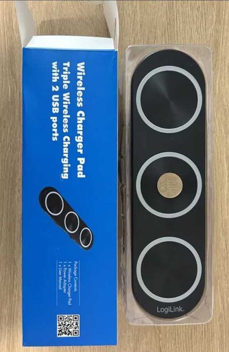 Incarcator wireless 3 telefoane + 2 USB in cutie - NOU