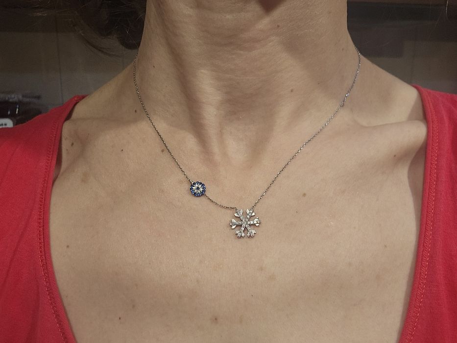 Сребърни - пръстен висулки ,нежно колие