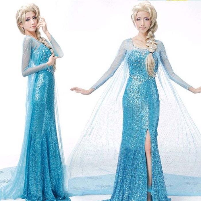 Costume Cosplay Princess Printesa Elsa Frozen adult in set cu peruca,