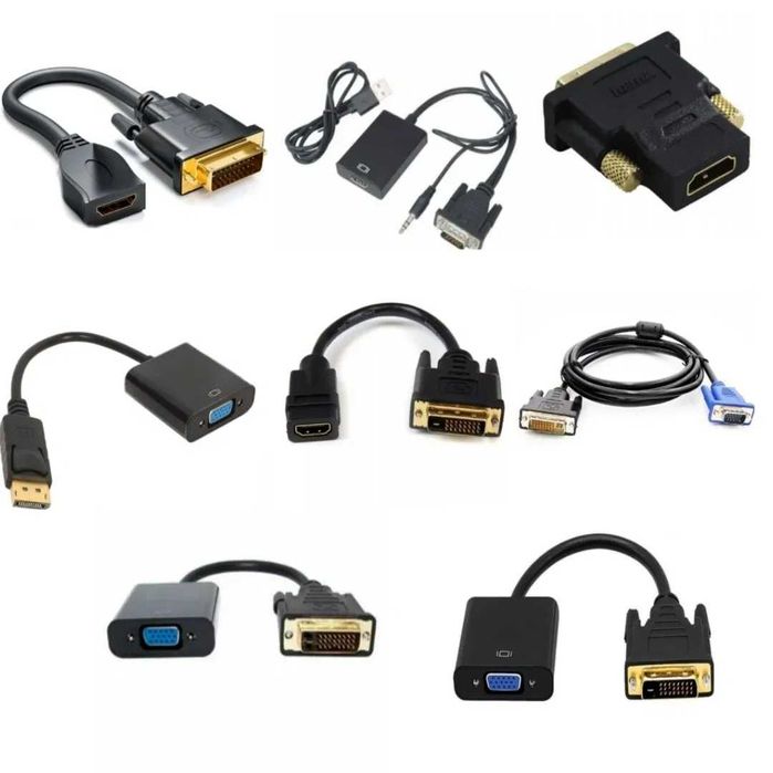 Переходники HDMI DisplayPort VGA DVI, для всех мониторов. Доставка.