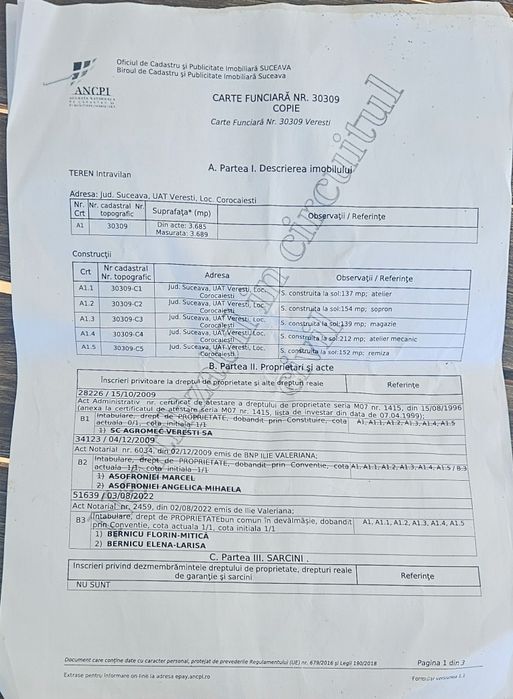 Vand spatiu Corocaiesti-Veresti