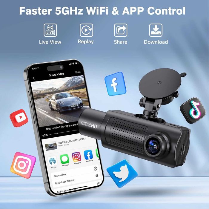 SHRINLUCK X5 4К WiFi 3-канална двойна предна и задна  даш камера