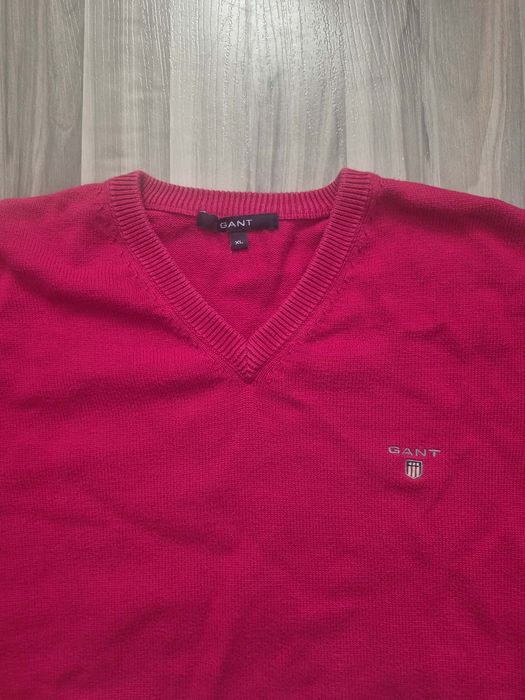 Червен мъжки пуловер Gant, размер М - 100% памук