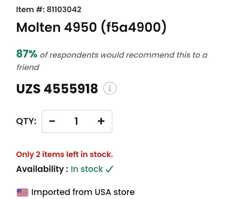 Molten original, 100$, noviy