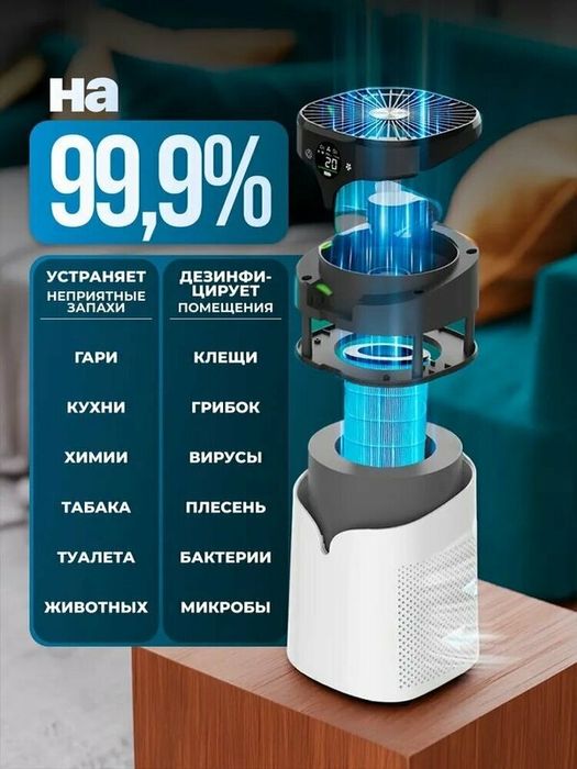 Очиститель воздуха "Белый", HEPA-фильтр, увлажнение воздуха