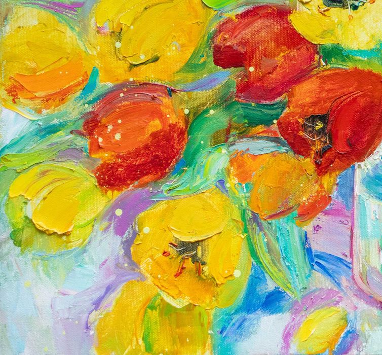 Картина "Желтые тюльпаны". Холст, масло. 75х85см