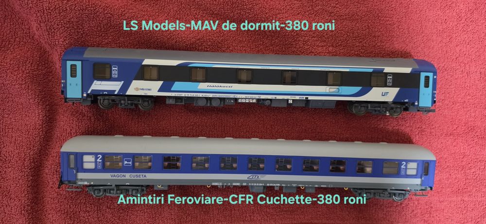 Super oferta!  Vagoane CFR iluminate si cu calatori, plus un vagon MAV de dormit, de la LS Models