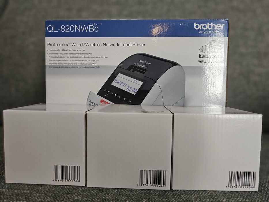 Brother QL-820NWB nou, sigilat, 900 lei – imprimantă etichete USB/WiFi/Bluetooth, rapidă