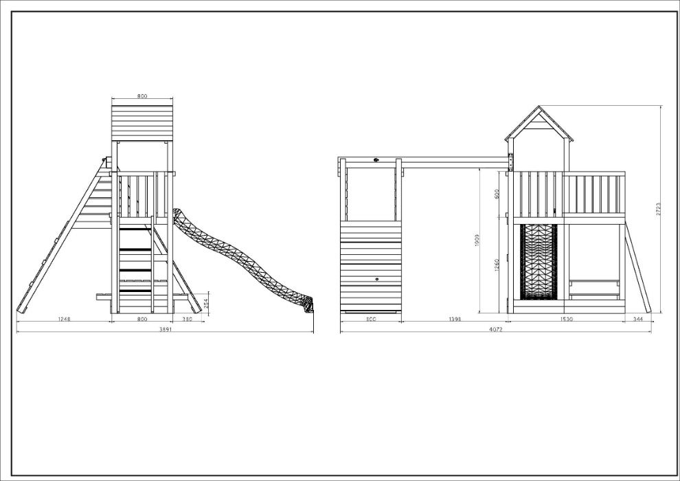 Разпродажба! Fungoo FLUPPI дървена детска площадка с пързалка и люлки