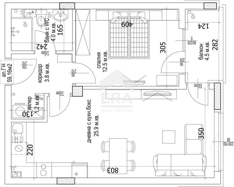 Двустаен южен апартамент за продажба, с голяма дневна, в новострояща с