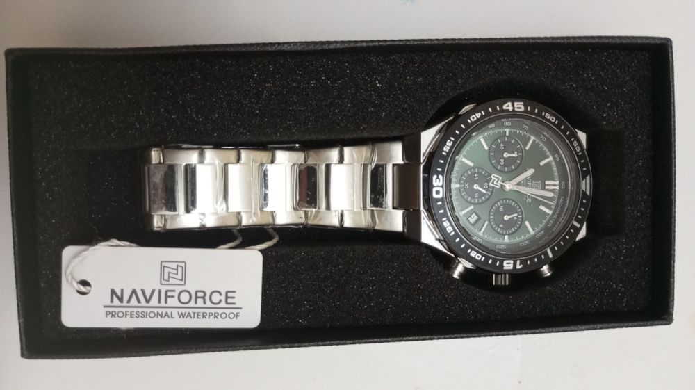 Мужские часы NAVIFORCE хронограф, новые, металлический браслет
