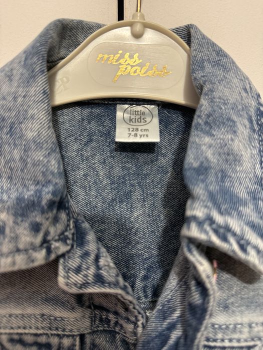 Geacă denim fete 128 cm (7-8 ani) Little Kids cu broderii stele