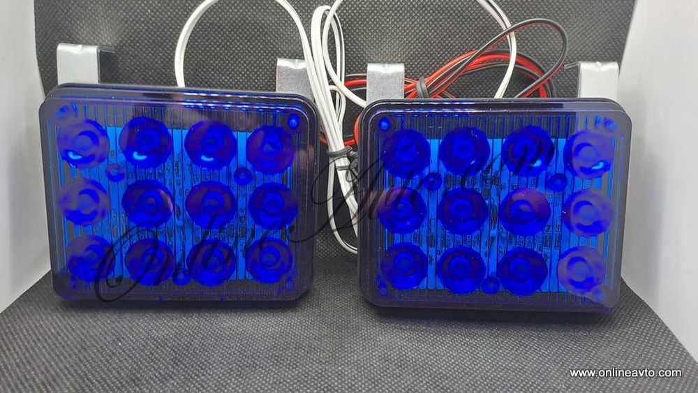 LED Мощни сини лампи за Линейка 24W  НСО СОТ син/син за решетка Декор