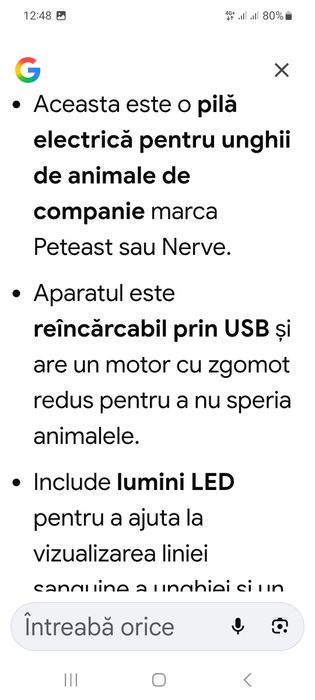 Vînd pilă de unghii pentru animalele de companie