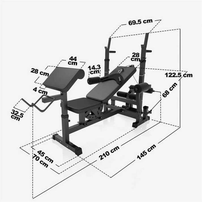 Aparat multifuncțional de fitness cu set de 100 de kg