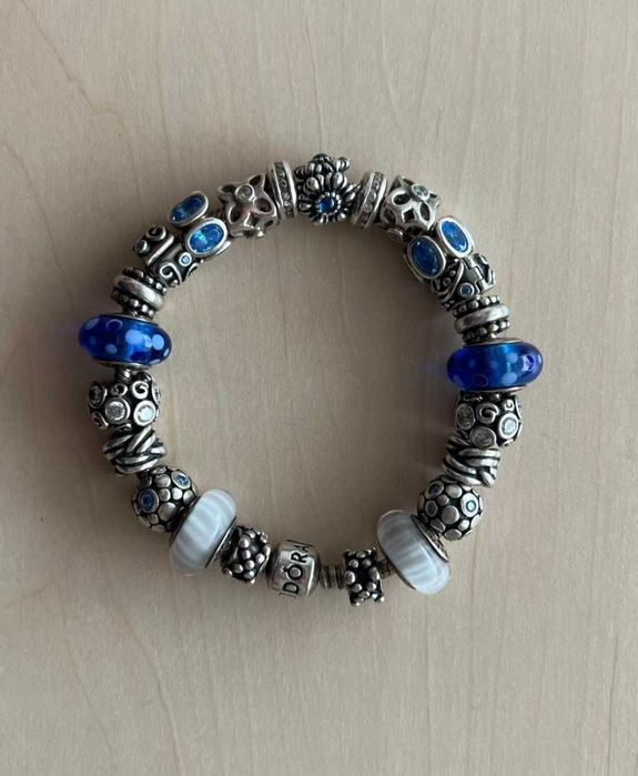 Сребърна гривна Pandora с 23 талисмана