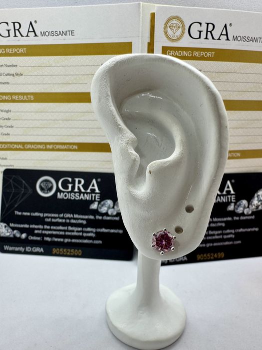 Сребърни обеци с мойсанит (Диамант) 1 карат