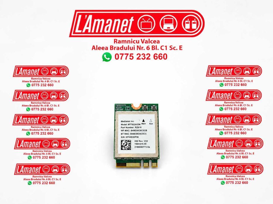 Placa Modul WiFi MediaTek RZ616 MT7922A22M – WiFi 6E Bluetooth 5.2 Format M.2 NOU