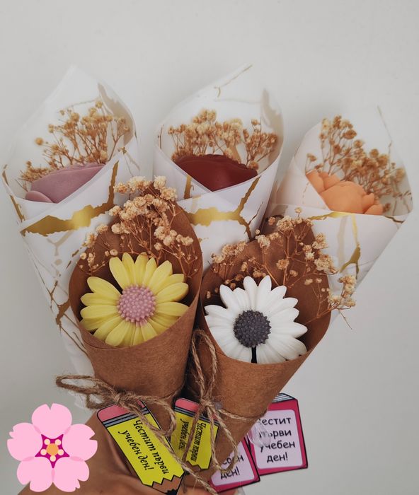 Изработка на букети от сапунени цветя