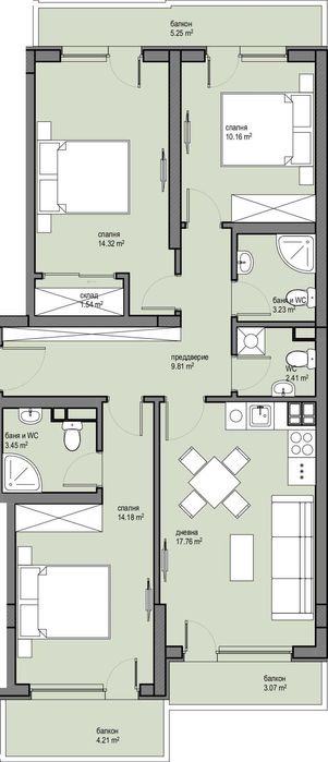 Продава се Четиристаен апартамент в София, Красна поляна 2 - 122 кв.м за 1695 €/кв.м - Снимка #1