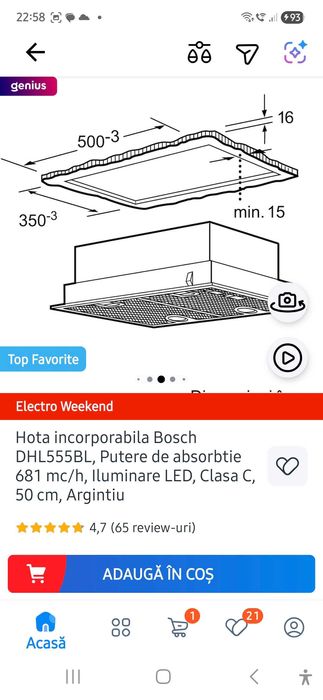 Hotă Bosch/ nouă / 2 motoare