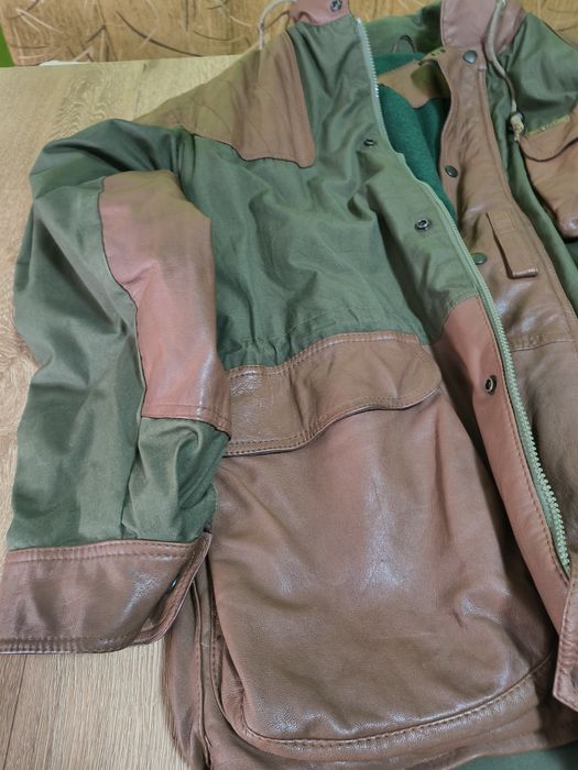 Ловна шуба естествена кожа и плат