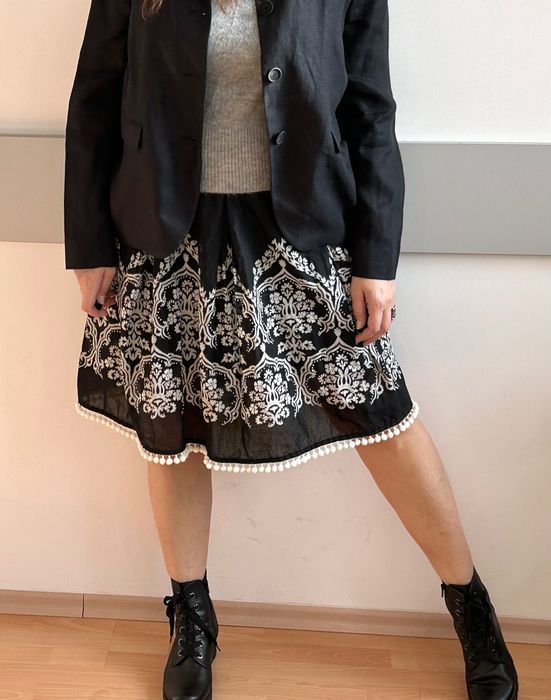 Сет от нов мек вълнен топ Zara & шармантна пола в мерно и бяло Loft