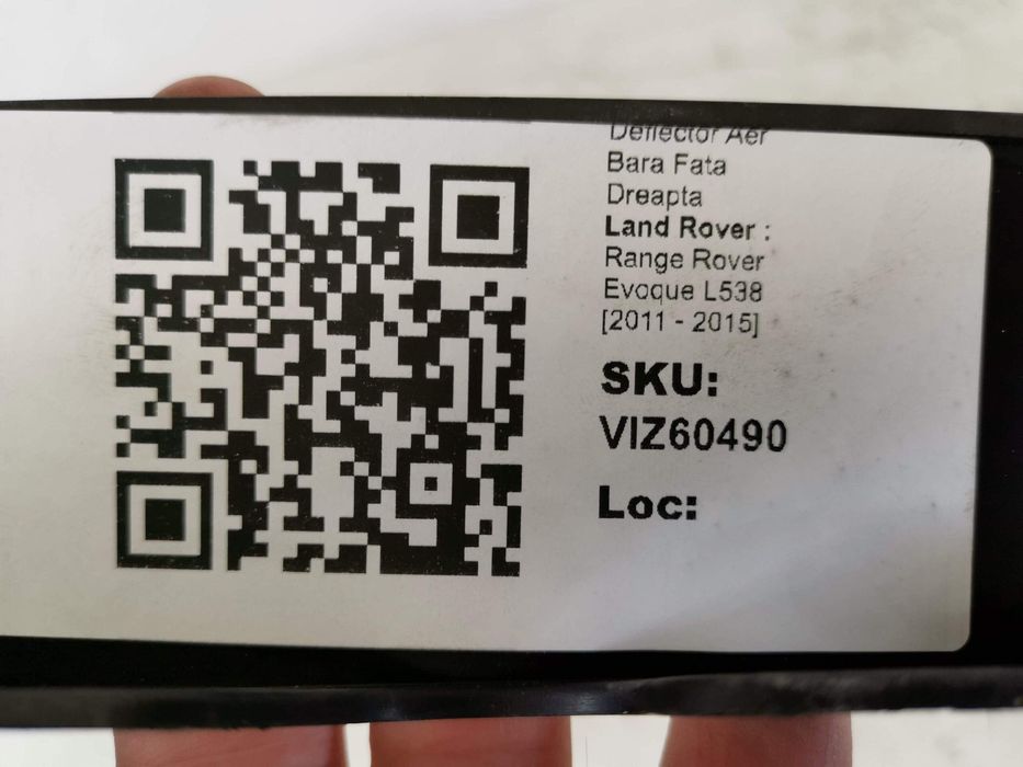 Въздухоотводник За Предна Броня Десен Ланд Роувър Рейндж Роувър Евок /