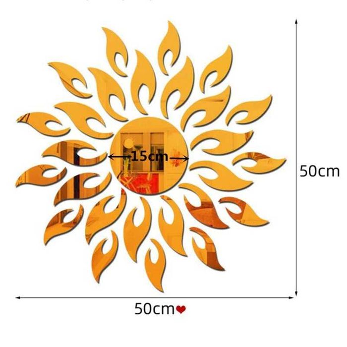 Set Oglinzi din PVC Design 3D GOLD SUN Oglinzi Decorative 27 buc/set