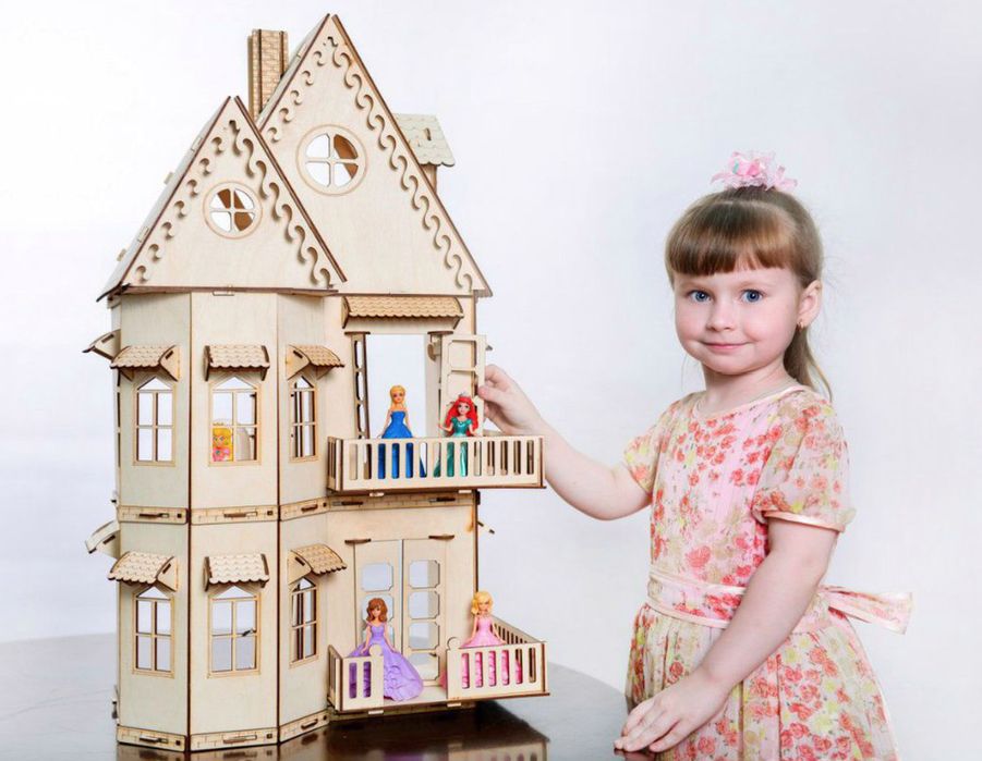 Отличный подарок! Игрушечный деревянный домик для девочек